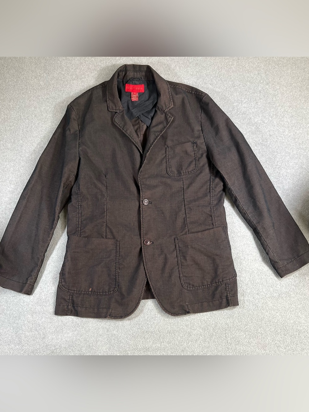 fcuk jeans Men’s Brown Corduroy Blazer 46 Slim Fit 2-Button Notch Cotton